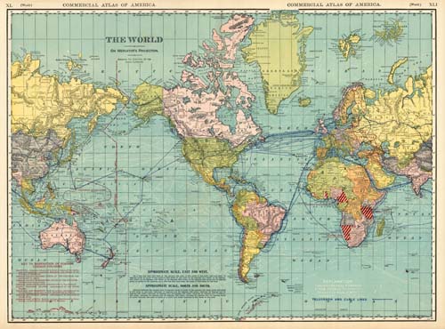 The World on Mercator's Projection Showing the Direction of the Ocean Currents