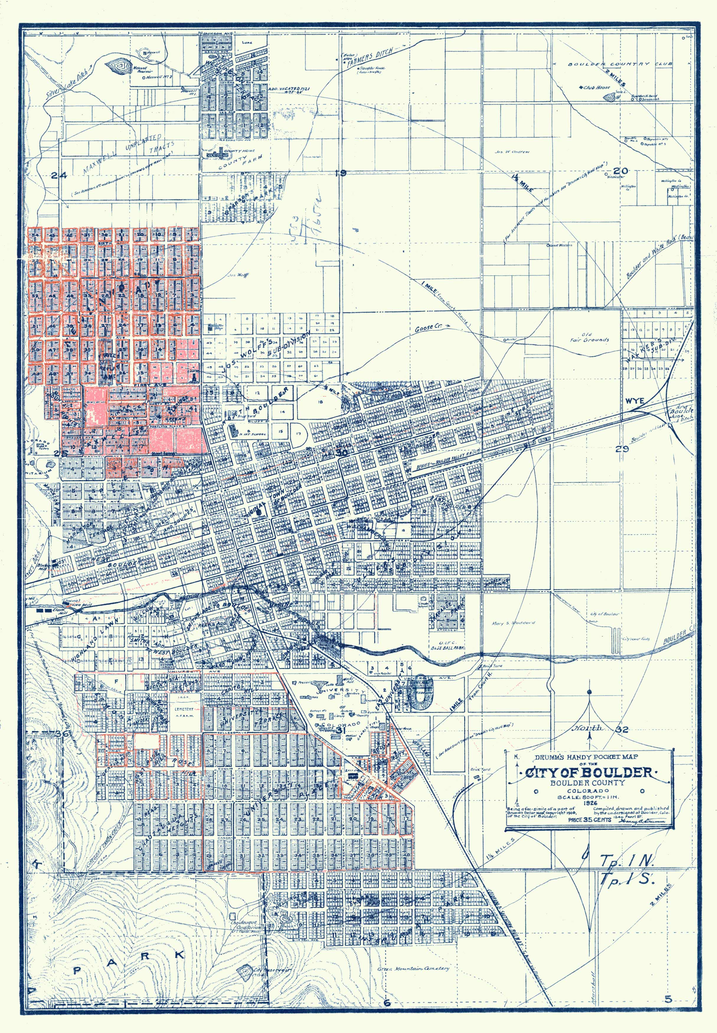 Drumm's Handy Pocket Map of the City of Boulder