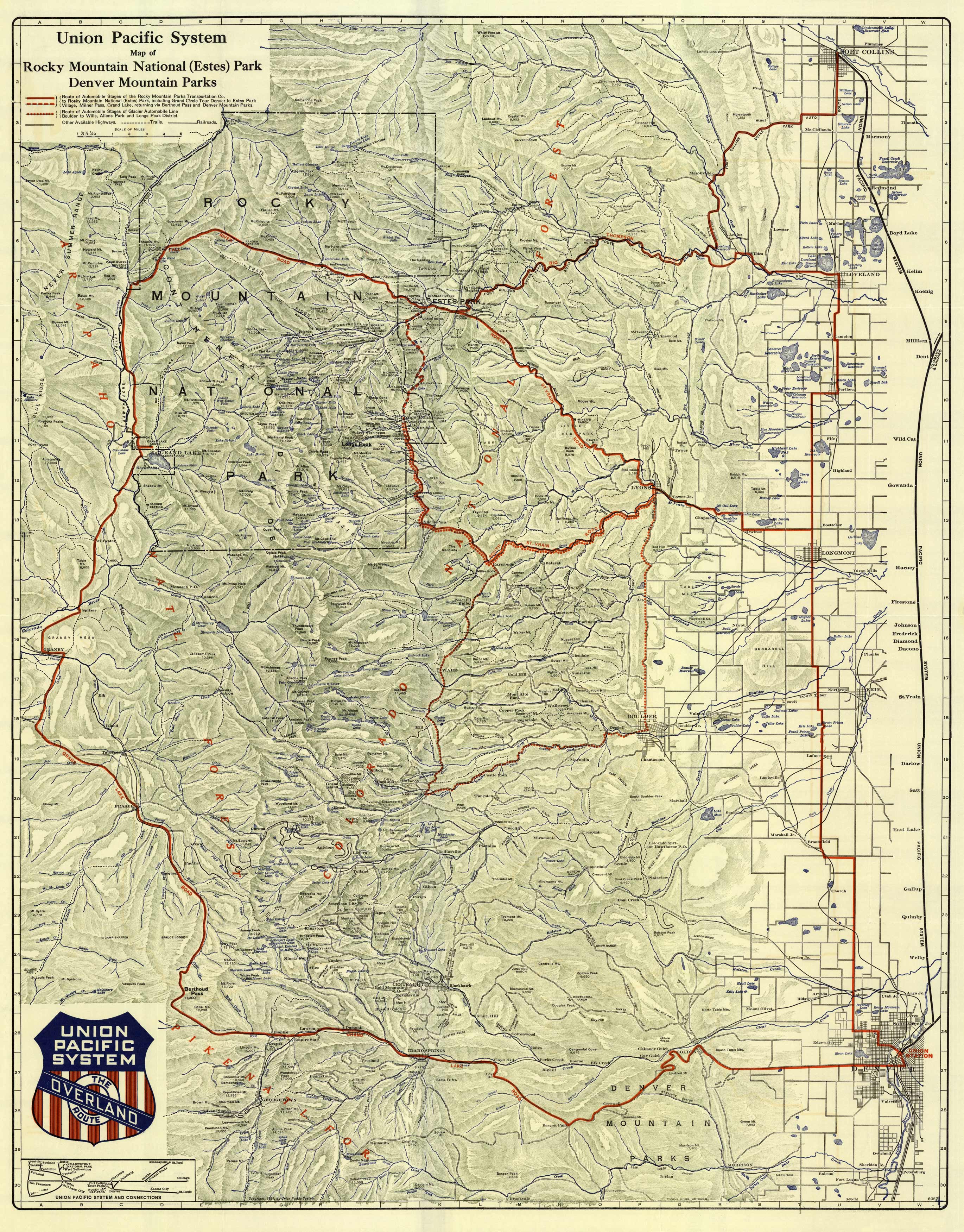 Union Pacific System Map of Rocky Mountain National (Estes) Park - Denver Mountain Parks Union Pacific System Map of Rocky Mountain National (Estes) Park - Denver Mountain Parks