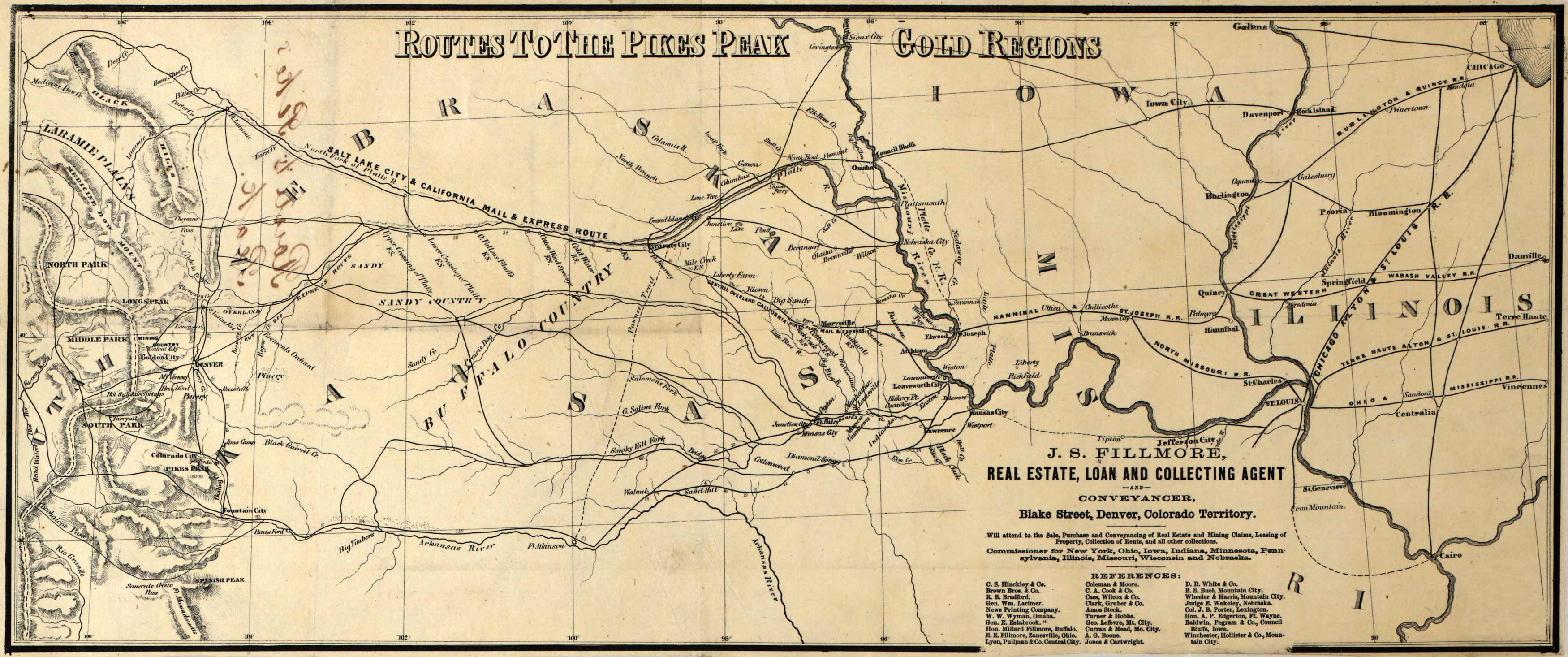 Routes to the Pikes Peak Gold Regions Routes to the Pikes Peak Gold Regions