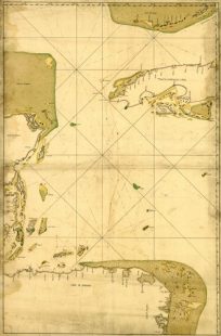 Map showing a portion of the Caribbean Sea from Florida Keys to Nicaragua