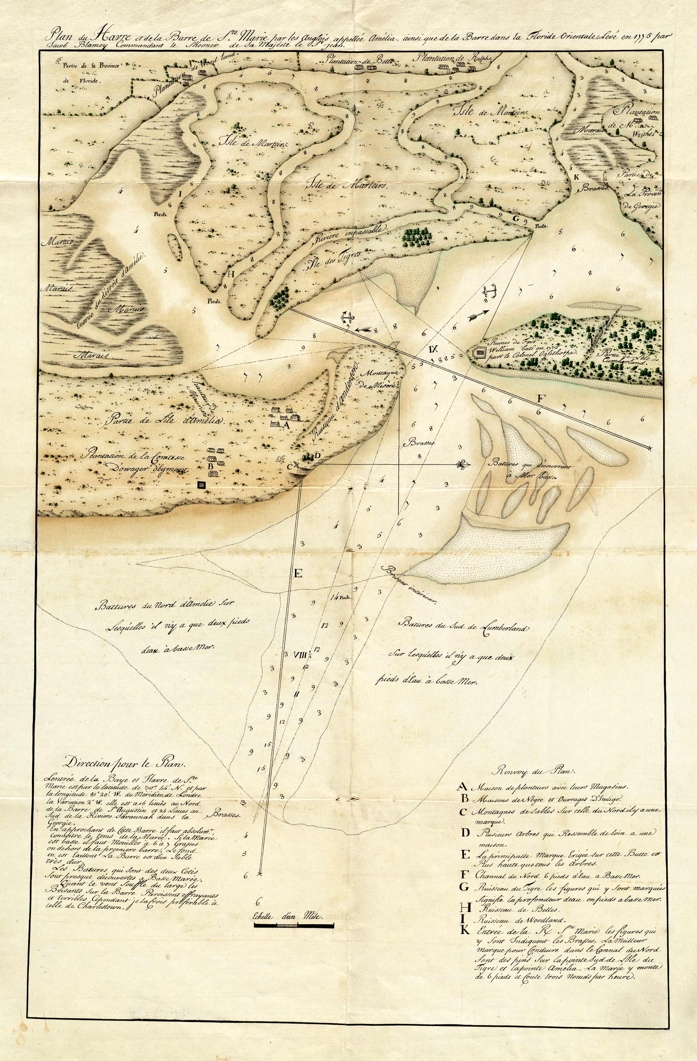 Plan du Havre et de la barre de Ste. Marie par les Angloises appelleï¿½e Ameï¿½lia
