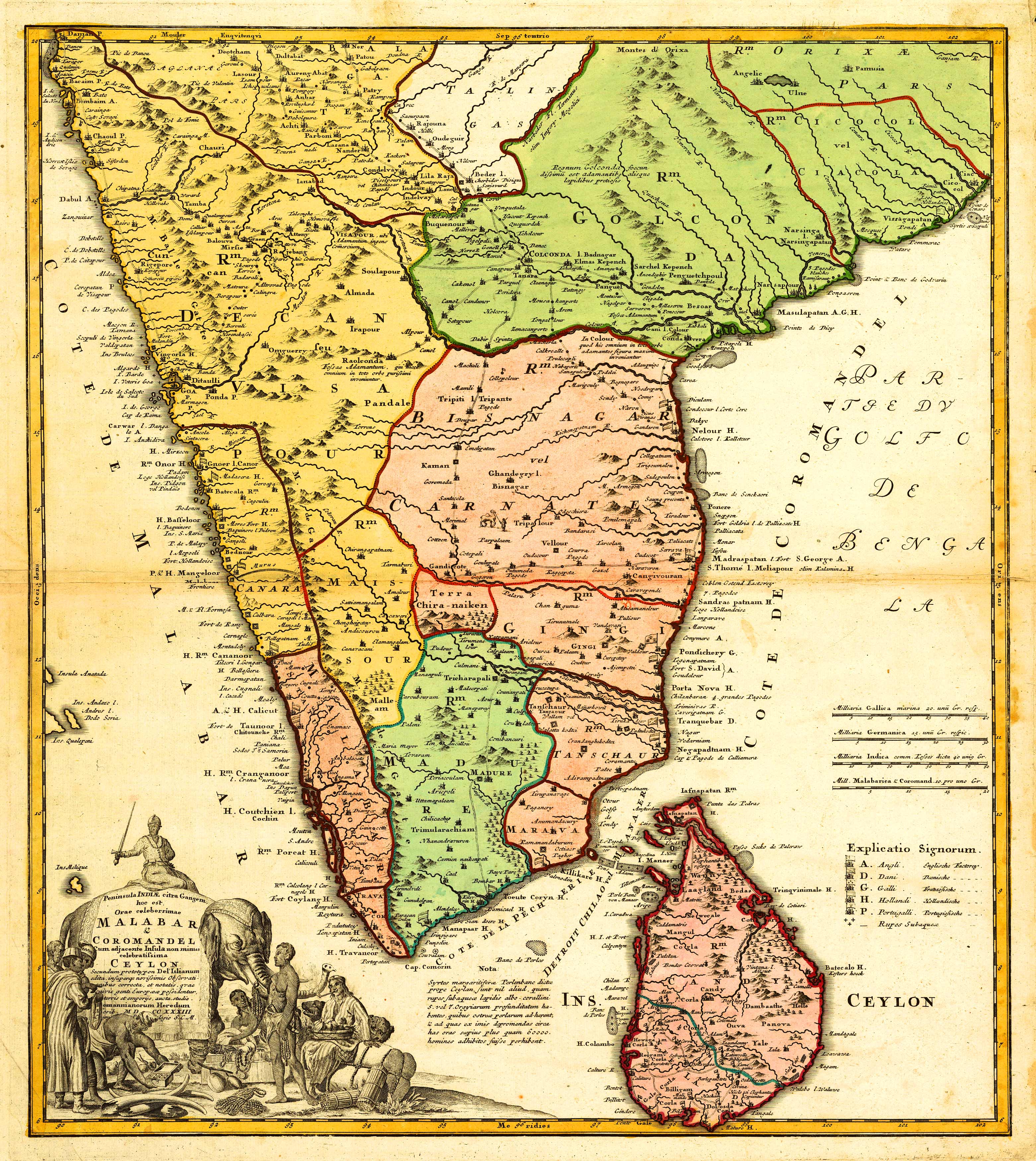 Peninsula Indiae citra Gangem Hoc est Orae celeberrimae Malabar & Coromandel Cum adjacente Insula non minums celebratissima Ceylon Peninsula Indiae citra Gangem Hoc est Orae celeberrimae Malabar & Coromandel Cum adjacente Insula non minums celebratissima Ceylon