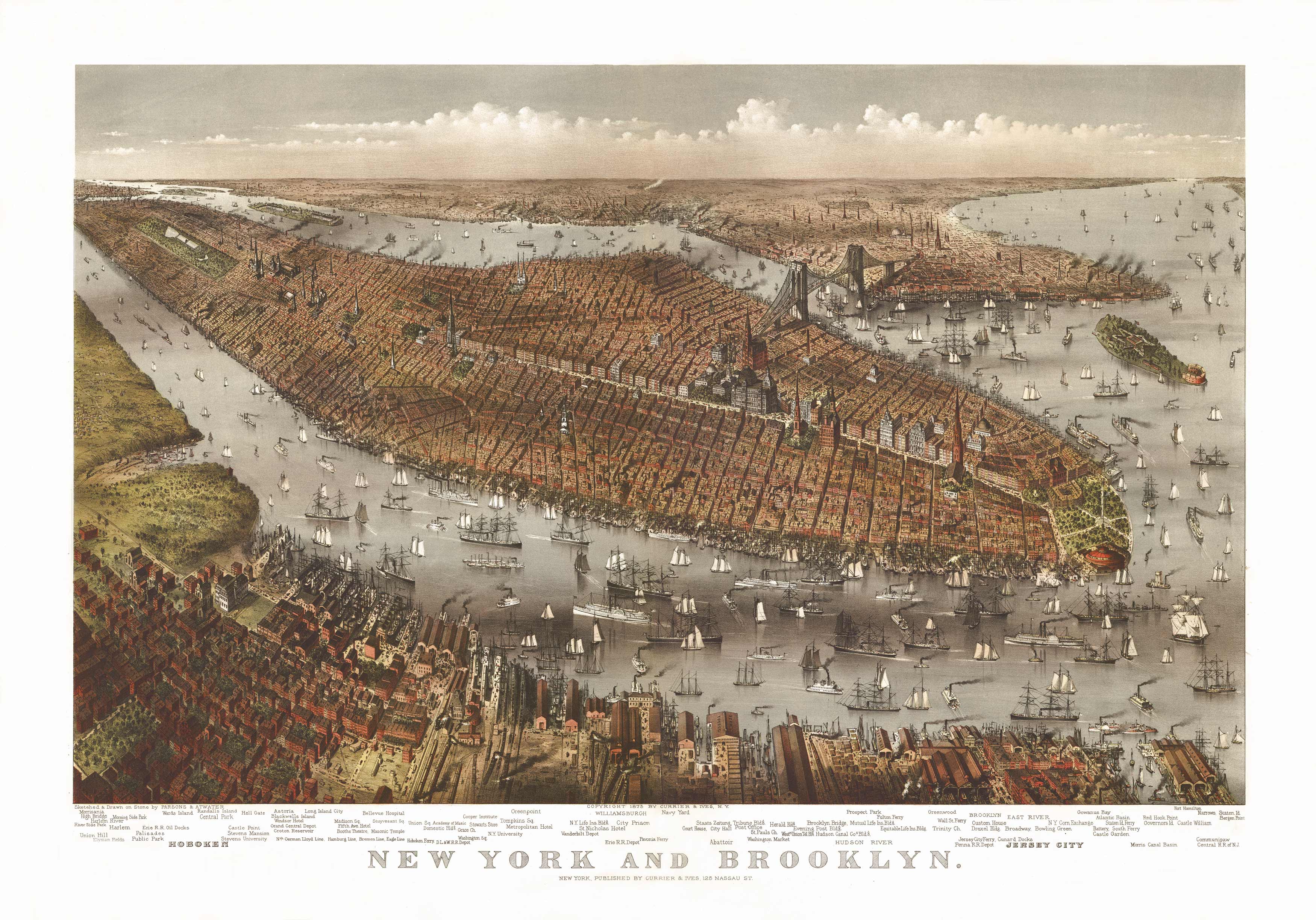 Bird's-eye View of New York City and Brooklyn