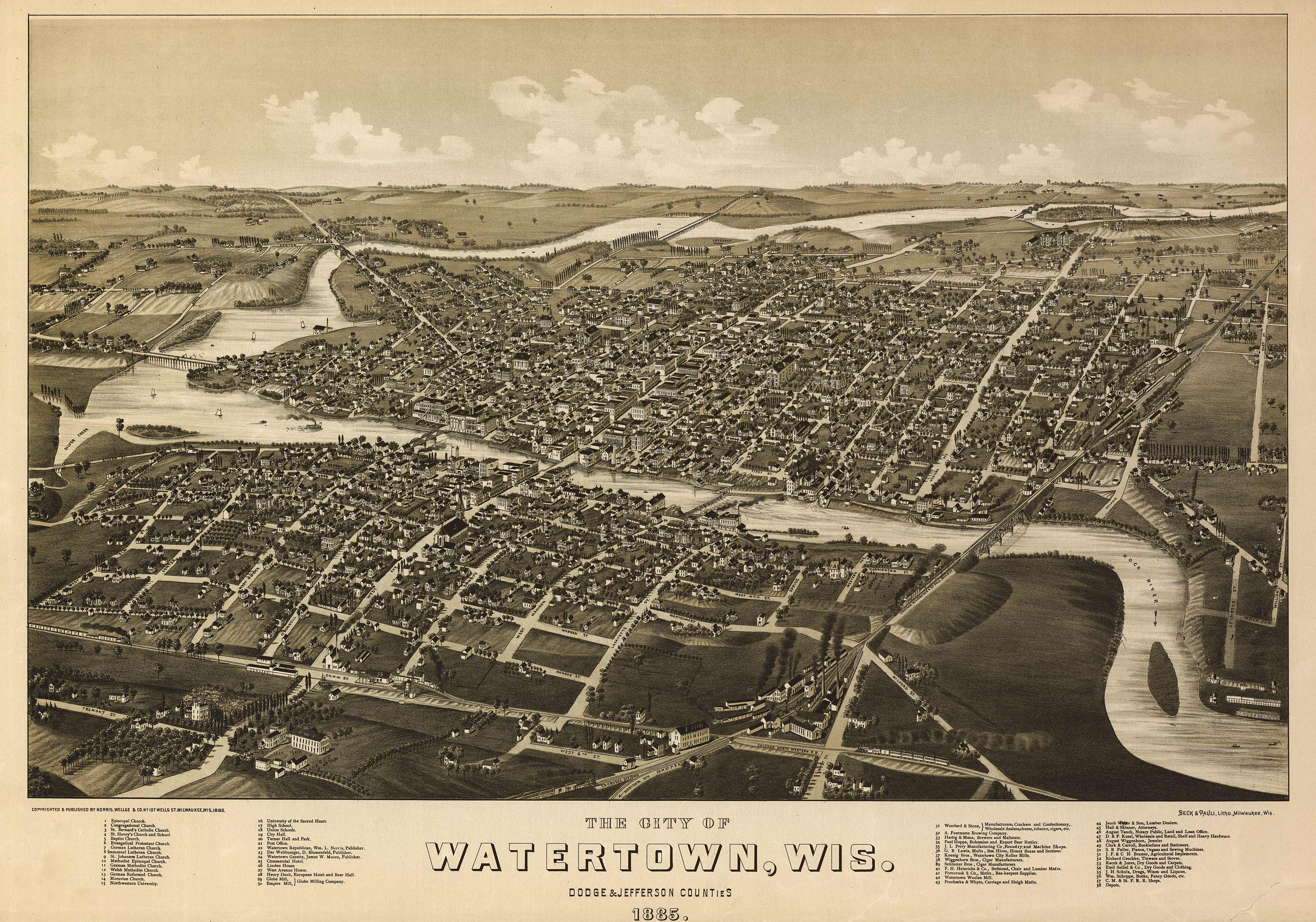 Bird's-eye View of Watertown