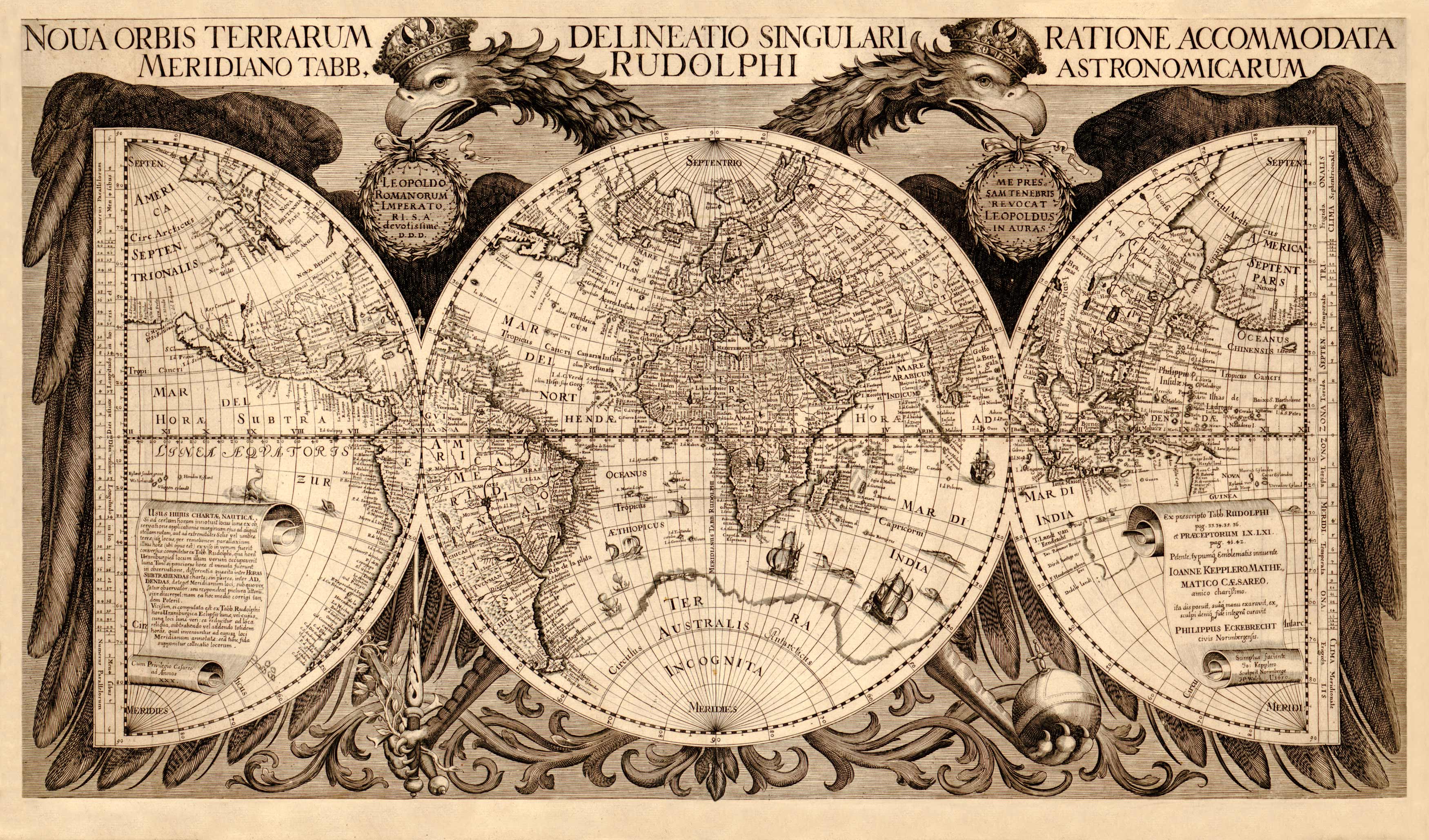 Nova Orbis Terrarum Delineatio Singulari Ratione Accommodata Meridiano Tabb. Rudolphi Astronomicarum Nova Orbis Terrarum Delineatio Singulari Ratione Accommodata Meridiano Tabb. Rudolphi Astronomicarum
