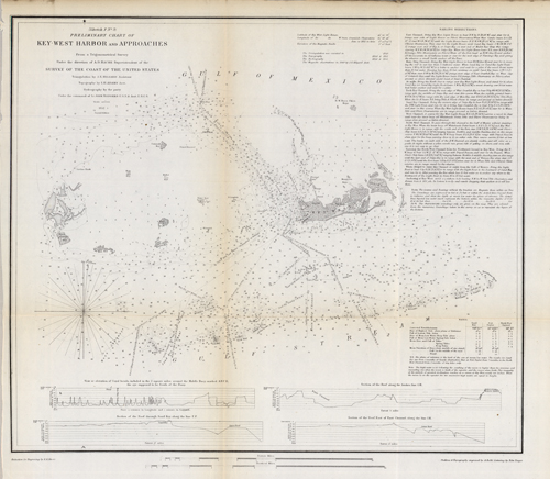 U.S. Coast Survey Showing Preliminary Chart of Key West harbor and Approaches