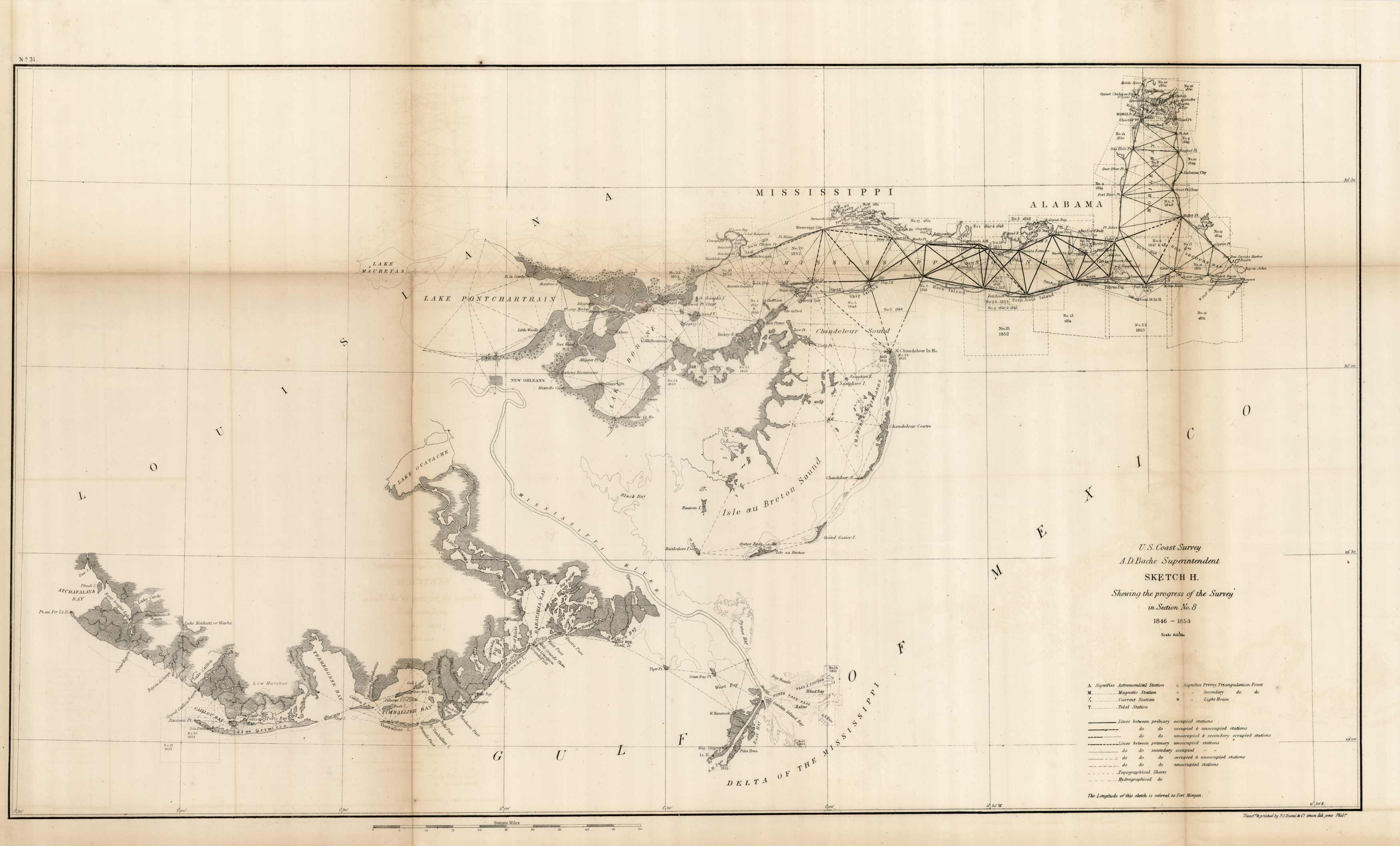 U.S. Coast Survey Sketch H Showing the Progress of the Survey in Section No. VIII U.S. Coast Survey Sketch H Showing the Progress of the Survey in Section No. VIII