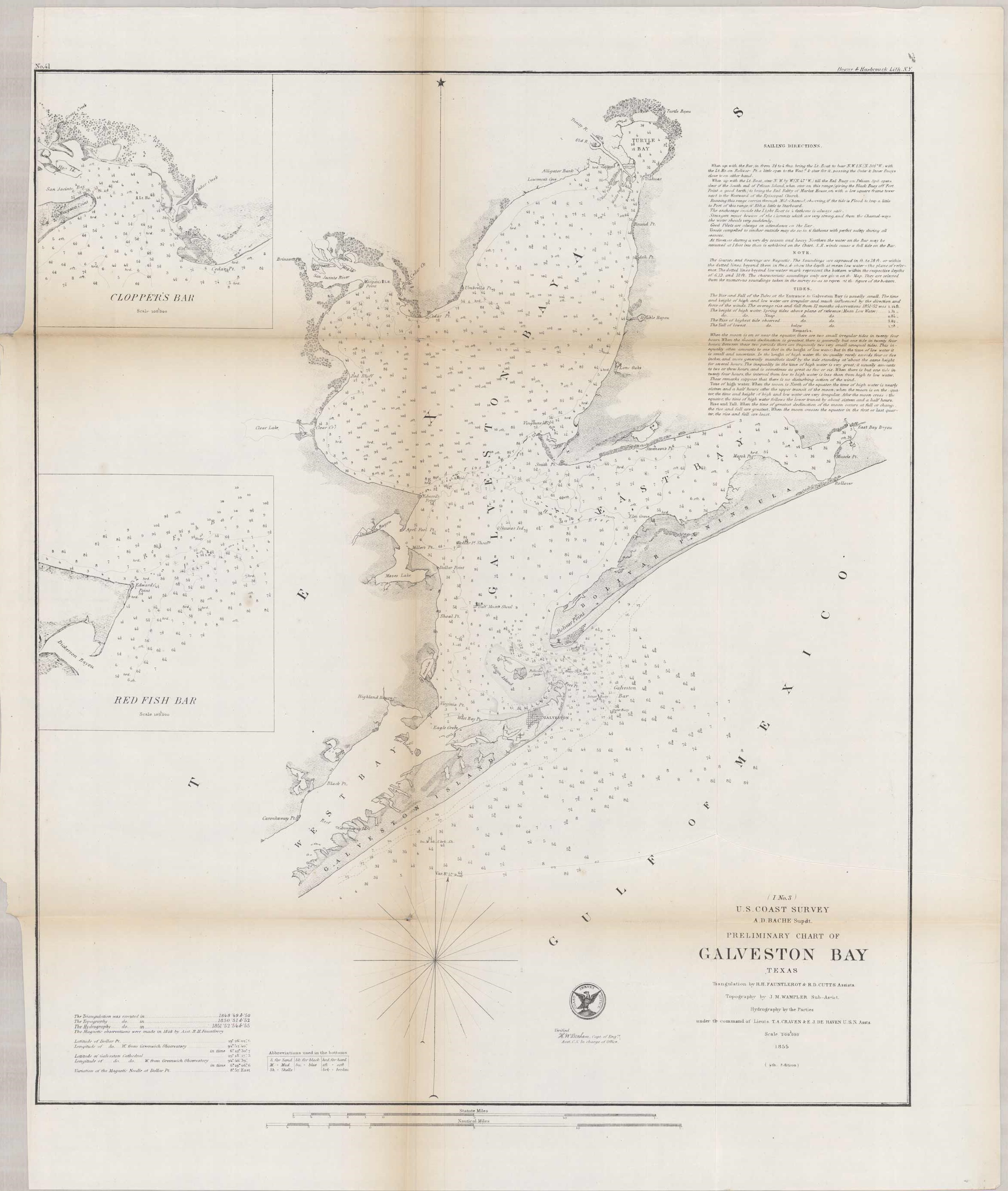 U.S. Coast Survey - Preliminary Chart of Galveston Bay