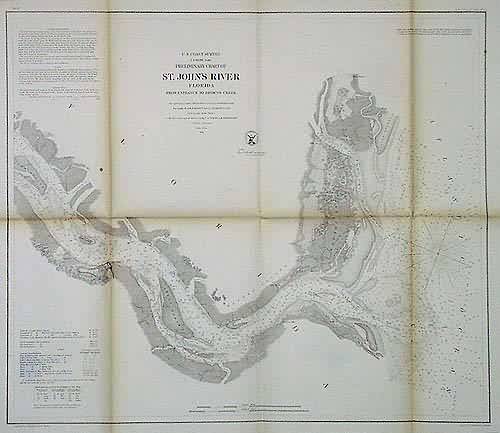 U.S. Coast Survey Preliminary Chart of St. Johns River from Entrance to Brown's Creek'
