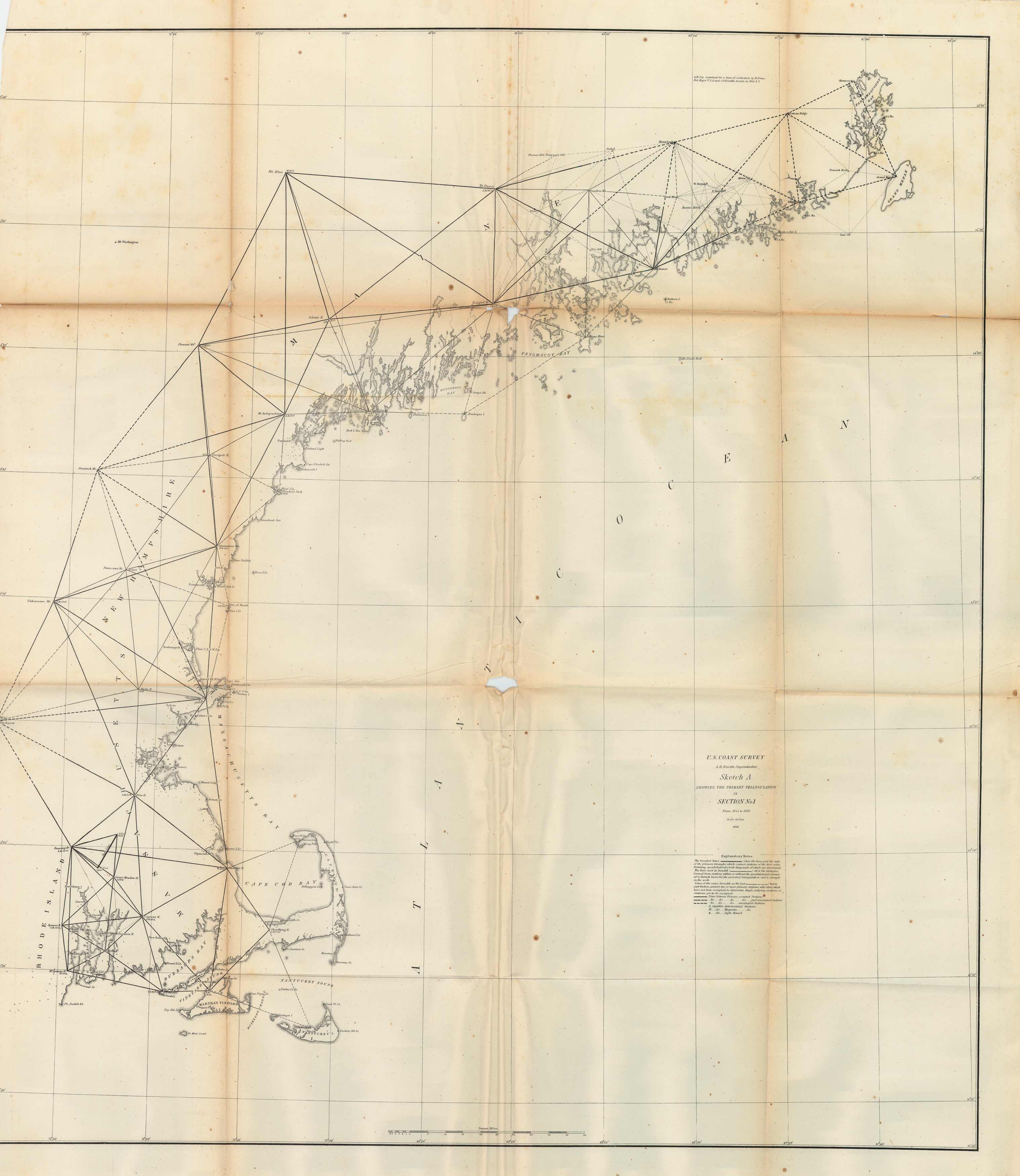 U.S. Coast Survey Sketch A Showing the Primary Triangulation in Section No. 1