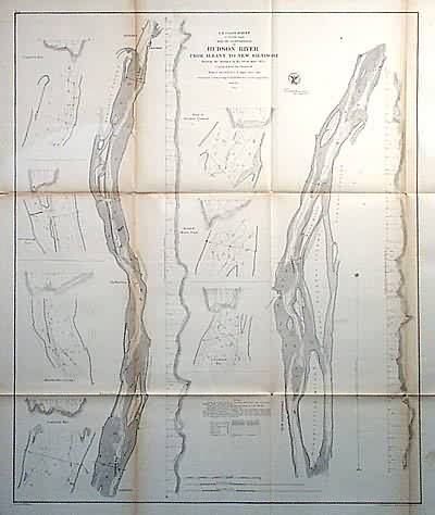 Map of the Comparison of Hudson River from Albany to New Baltimore