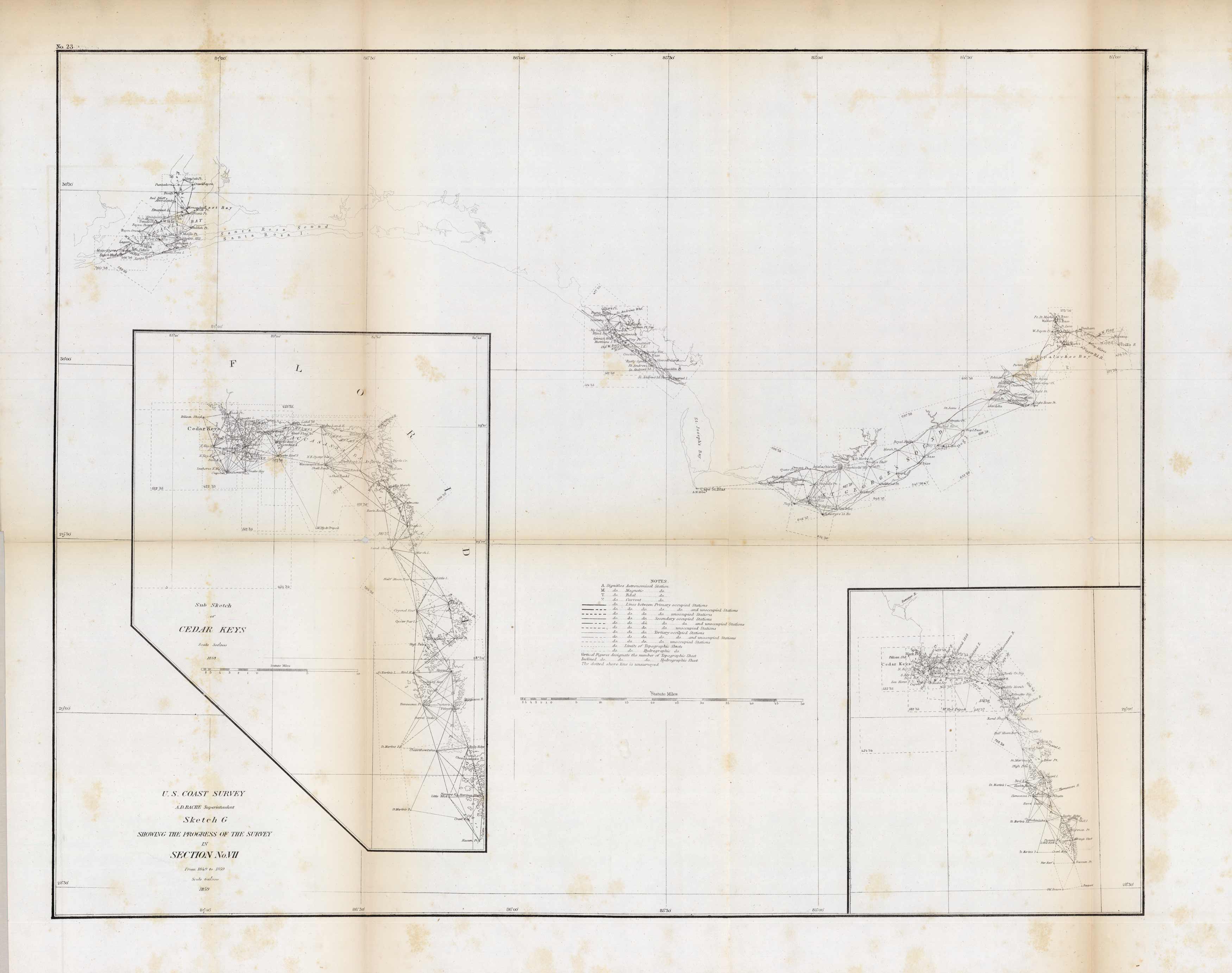 US Coast Survey Showing the Progress of the Survey in Section No.VII (Northwest Florida)