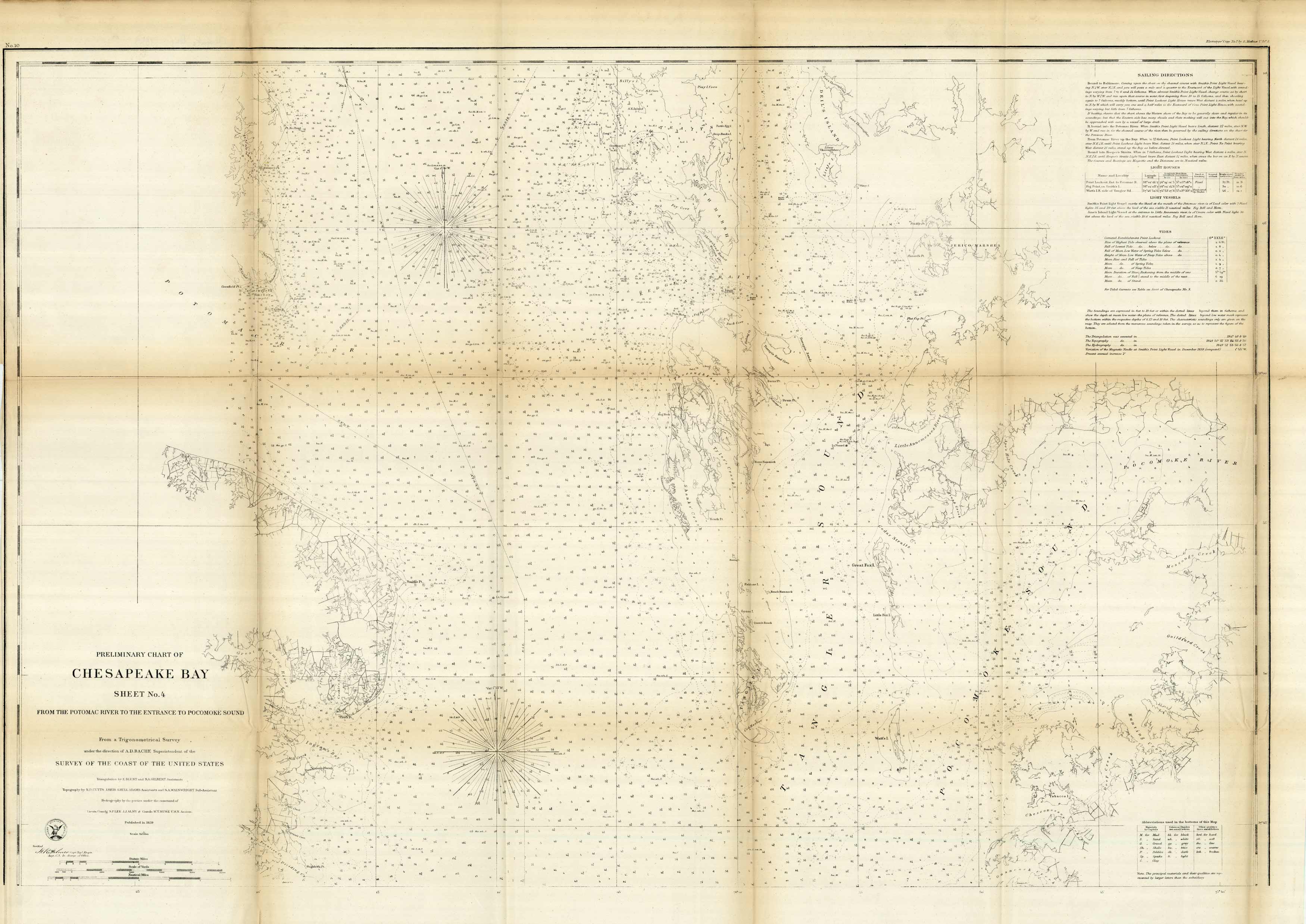 Preliminary Chart of Chesapeake Bay - Sheet No. 4 - From the Potomac River to the Entrance to Pocomoke Sound - 1859