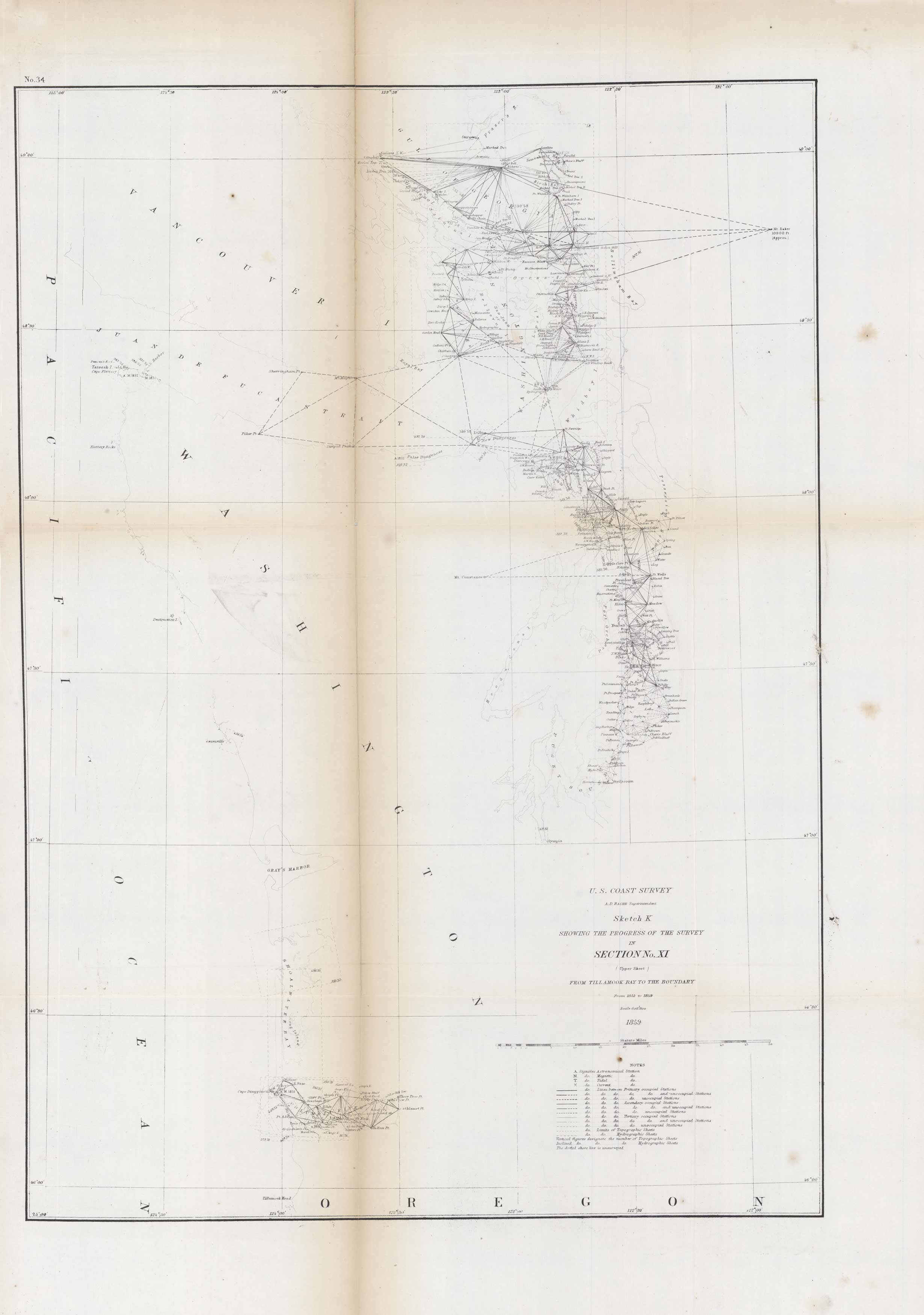 U.S. Coast Survey Sketch K Showing the Progress of the Survey in Section No. XI From Tillamook Bay to the Boundary