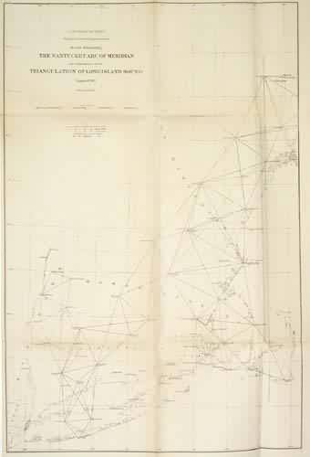 acs U.S. Coast Survey Sketch Illustrating the Nantucket Arc of Meridian and Adjustment of the Triangulation of Long Island Sound massachusetts