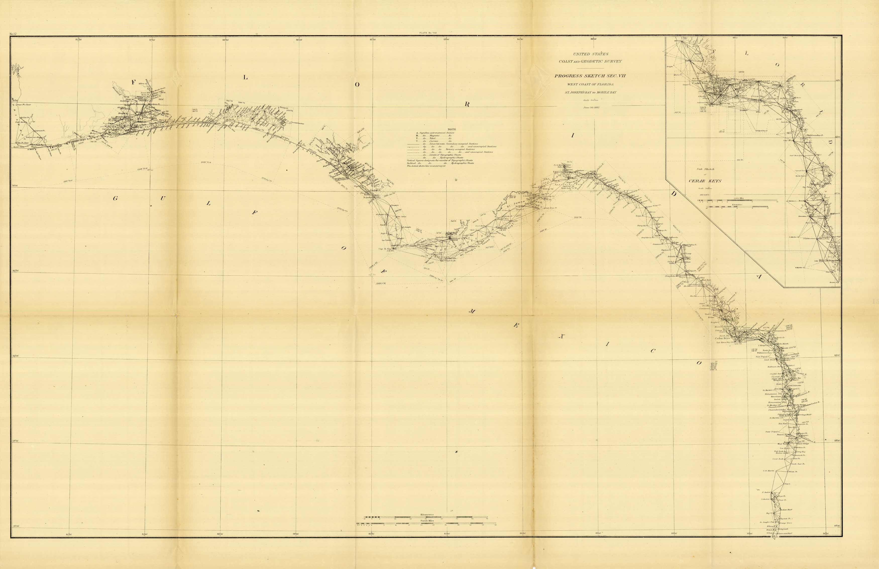 Progress Sketch Sec. VII - West Coast of Florida - St. Josephs Bay to Mobile Bay - Sub Sketch of Cedar Keys'