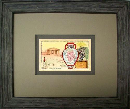 FRAMED Arbuckles Coffee Card of Greece'