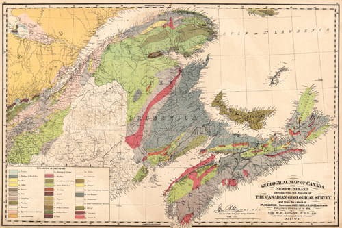 Geological Map of Canada and Newfoundland - Derived from the Results of - The Canadian Geological Survey - and from the Labors of - Dr. J.W. Dawson Geological Map of Canada and Newfoundland - Derived from the Results of - The Canadian Geological Survey - and from the Labors of - Dr. J.W. Dawson