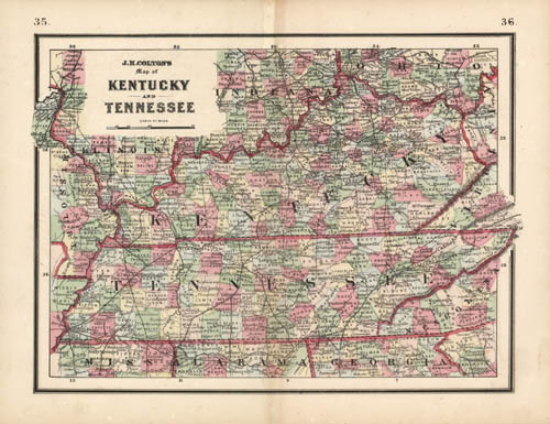 Map of Kentucky and Tennesee Map of Kentucky and Tennesee