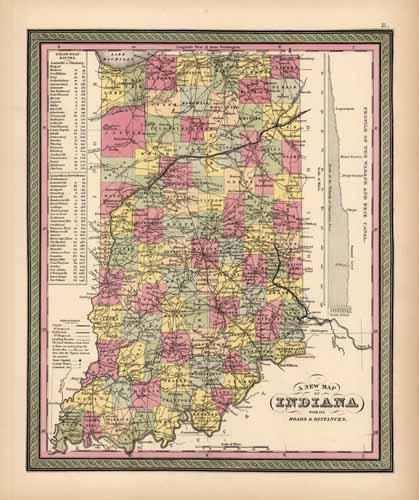 Indiana with its Roads and Distances