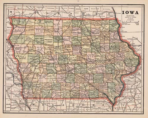 New Rail Road and County Map of Iowa New Rail Road and County Map of Iowa