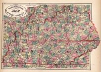 New Rail Road and County Map of Kentucky & Tennessee