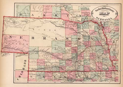 New Rail Road and County Map of Nebraska New Rail Road and County Map of Nebraska