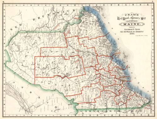 Railroad and County Map of Maine