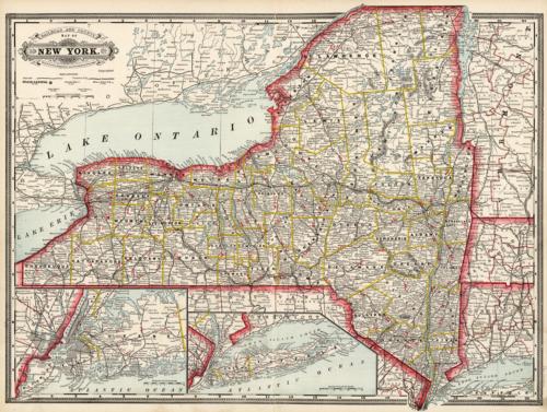 Railroad and County Map of New York Railroad and County Map of New York
