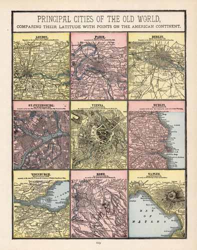 Principal Cities of the Old World comparing their Latitude with Points on the American Continent