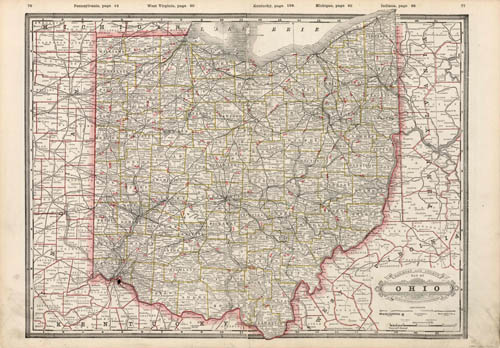 Railroad and County Map of Ohio