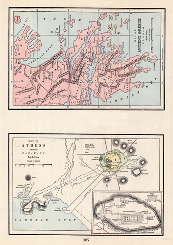 Map of Ancient Greece B.C. 1200-146; Map of Athens and Its Vicinity