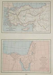 Ancient Asia Minor / Map of Canaan Part of Eqypt and the route of the Israelites Through the Wilderness