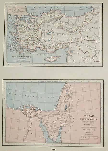 Ancient Asia Minor / Map of Canaan Part of Eqypt and the route of the Israelites Through the Wilderness