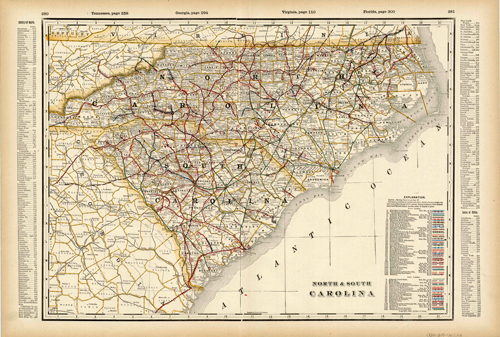 North and South Carolina (Railroad Map)