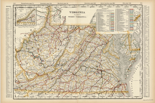 Virginia and West Virginia (Railroad Map)