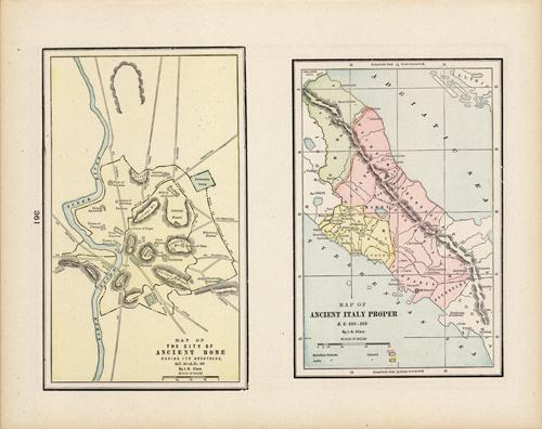 Map of the City of Ancient Rome During its Greatness / Map of Ancient Italy Proper