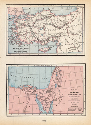 Map of Ancient Asia Minor B.C. 650 - A.D. 325 / Canaan Part of Egypt and the Route of the Israelites through the Wilderness B.C. 1652 - 1612