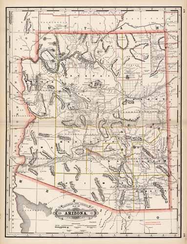 Railroad and County Map of Arizona
