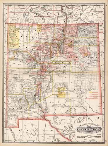 Railroad and County Map of New Mexico
