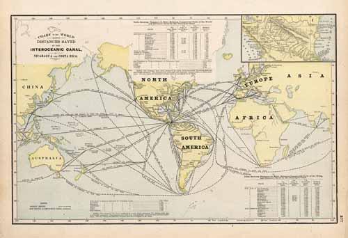Chart of the World Showing Distances Saved by the Interoceanic Canal