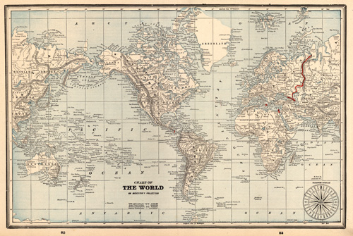 Chart of the World on Mercators Projection'
