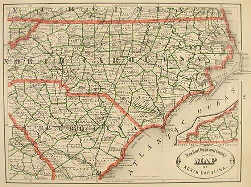 New Rail Road and County Map of North Carolina New Rail Road and County Map of North Carolina