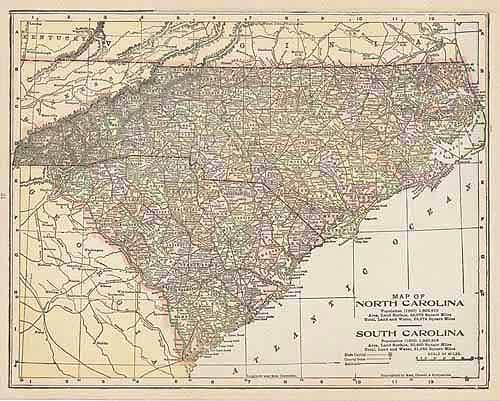 Map of North and South Carolina