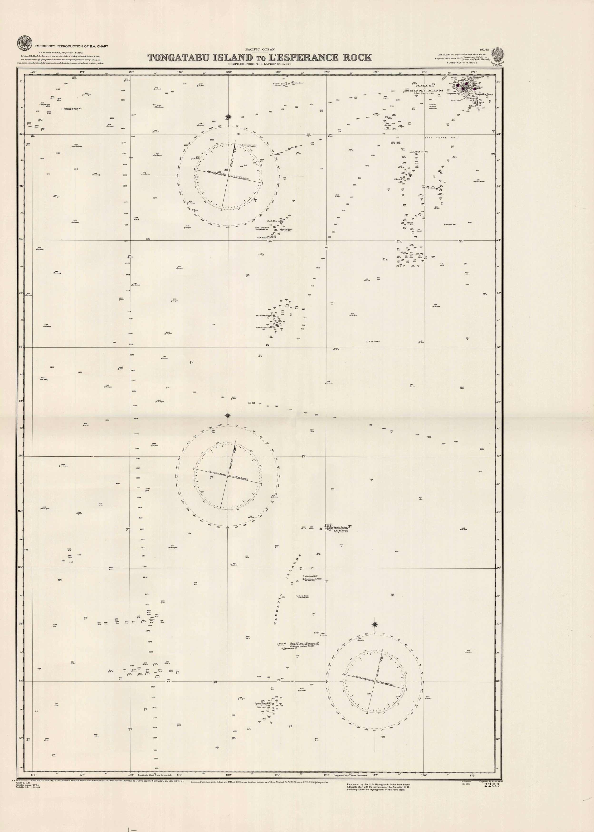 Pacific Ocean - Tongatabu Island to LEsperance Rock'
