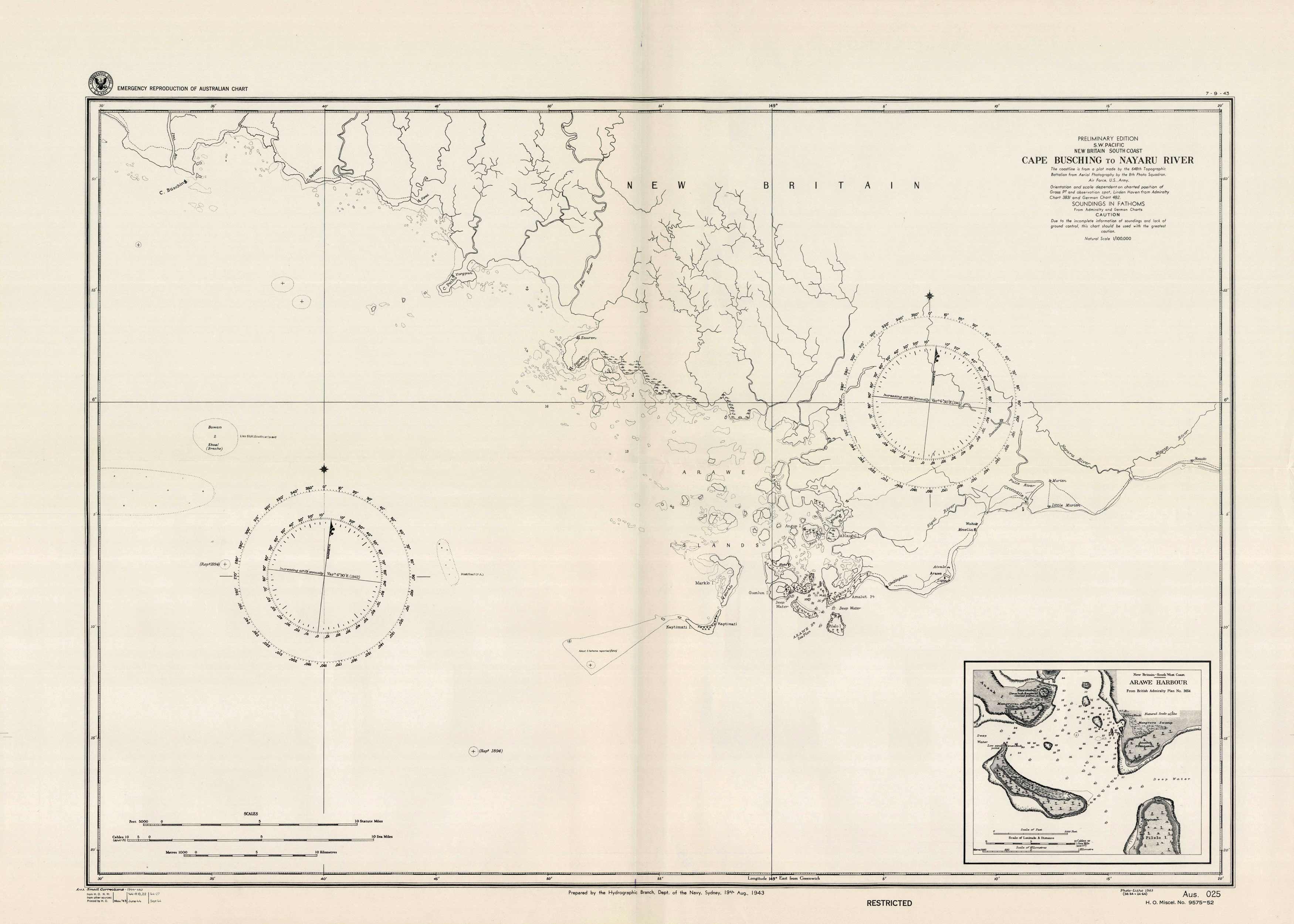S.W. Pacific - New Britain South Coast - Cape Busching to Nayaru River