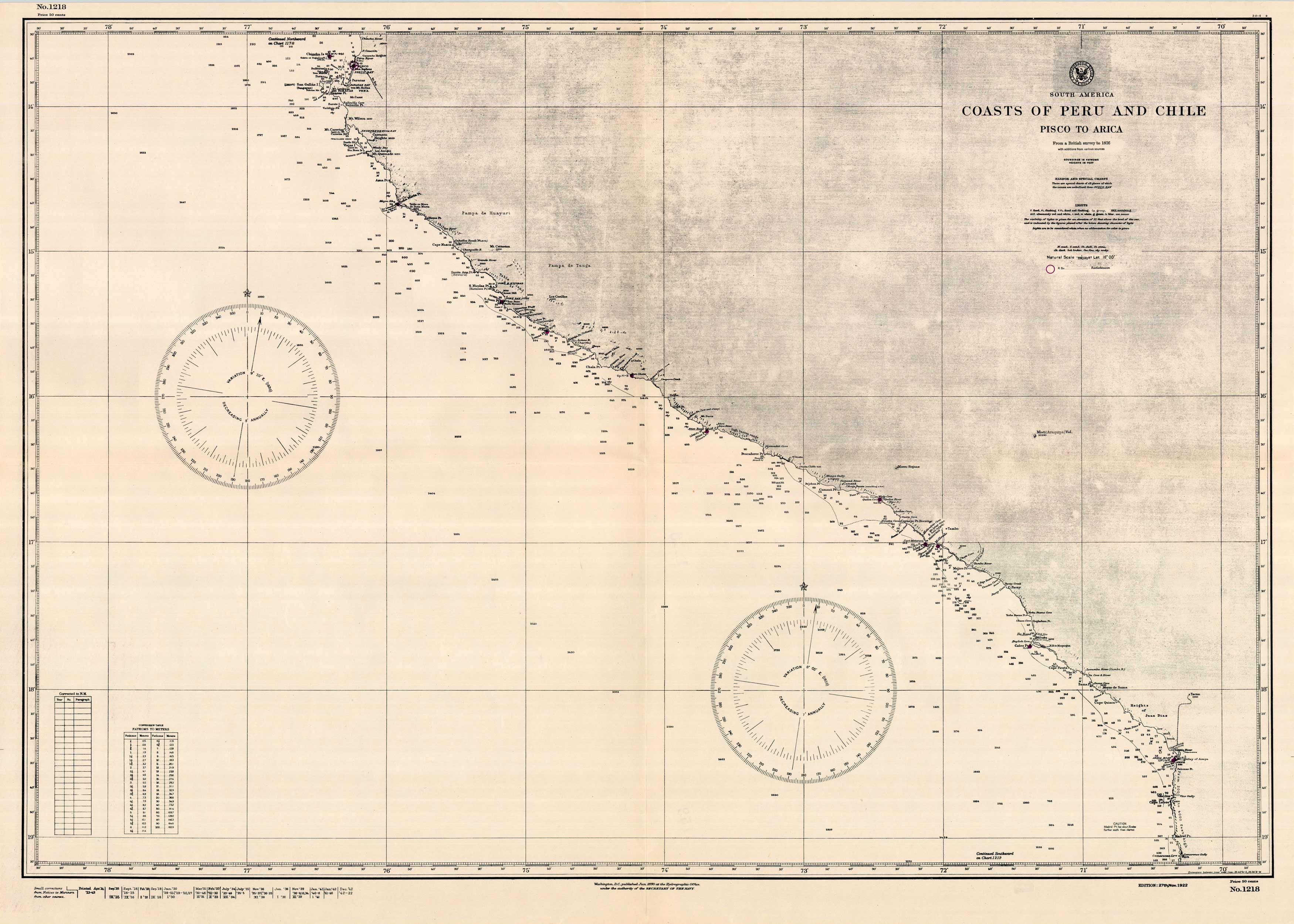 South America - Coasts of Peru and Chile - Pisco to Arica South America - Coasts of Peru and Chile - Pisco to Arica