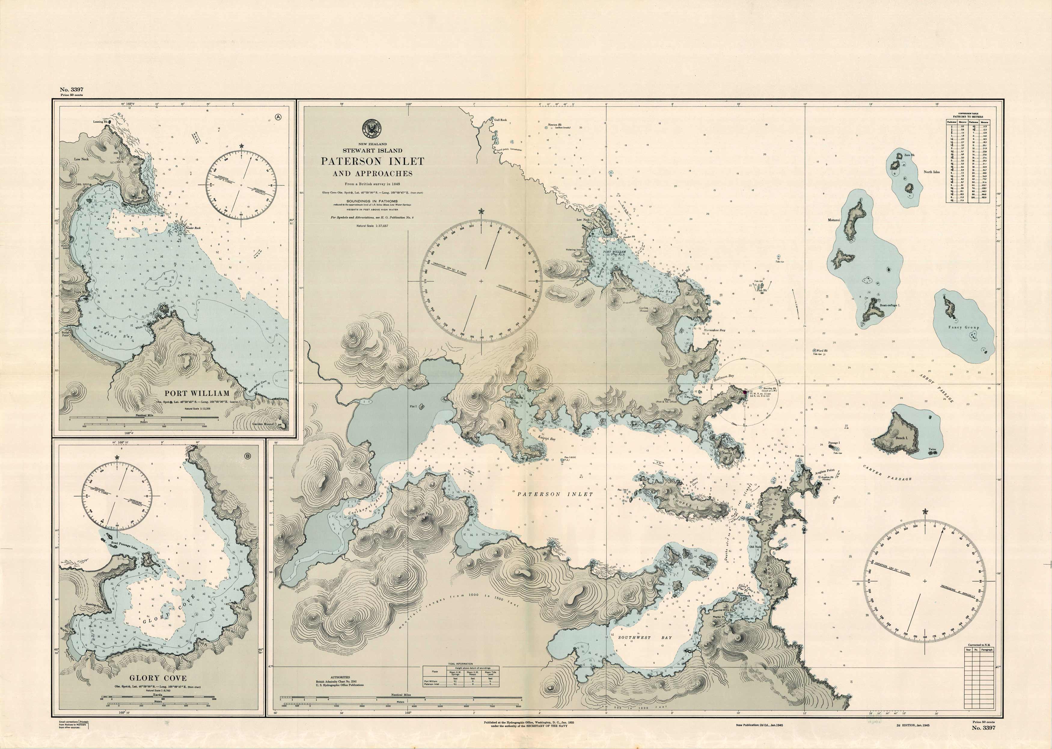 New Zealand - Paterson Inlet and Approaches - Port William - Glory Cove (Stewart Island)