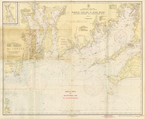 Massachusetts - Rhode Island - Marthas Vineyard to Block Island - including Buzzards and Narragansett Bays'